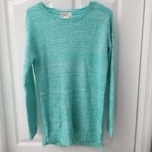 NWOT women's teal and white knit sweater